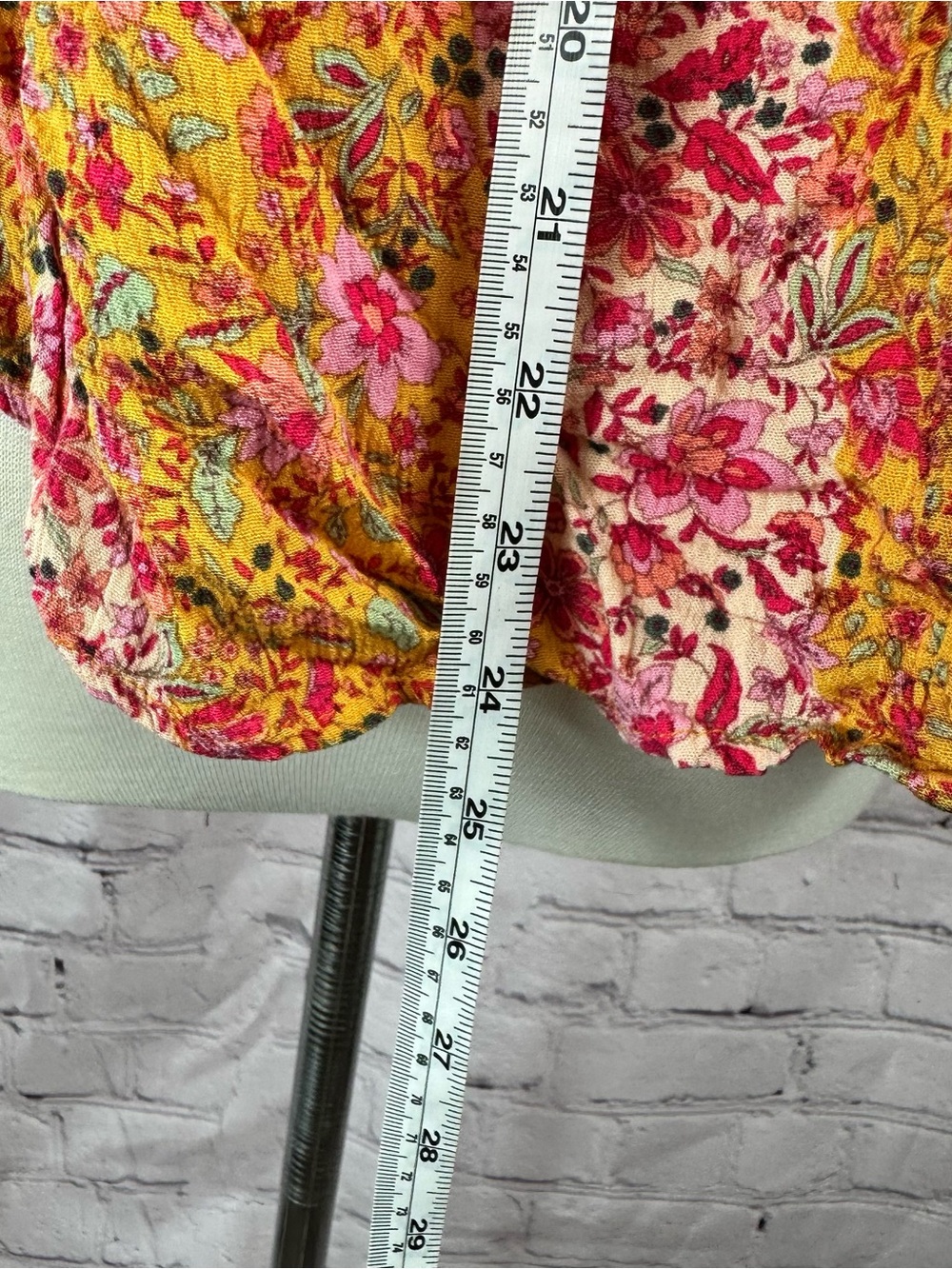 easel Floral V-Neck Short Sleeve Top in Yellow and Pink - Picture 4 of 8